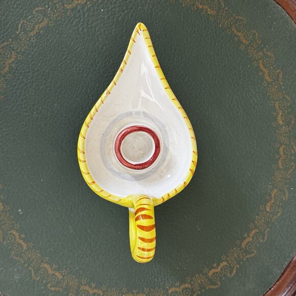 Vintage Italian Candle Holder Floral Aladdin Lamp Ceramic Hand Painted Signed - Picture 5 of 16